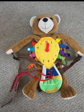 Buckle Billy Plush Activity Bear with Learning Clock and Laces